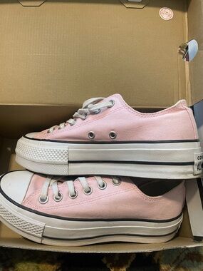 Classic Low-Top Platform Converse in Light Pink